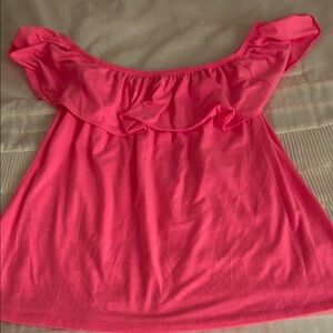 Lilly Pulitzer Pink Ruffled Blouse L
